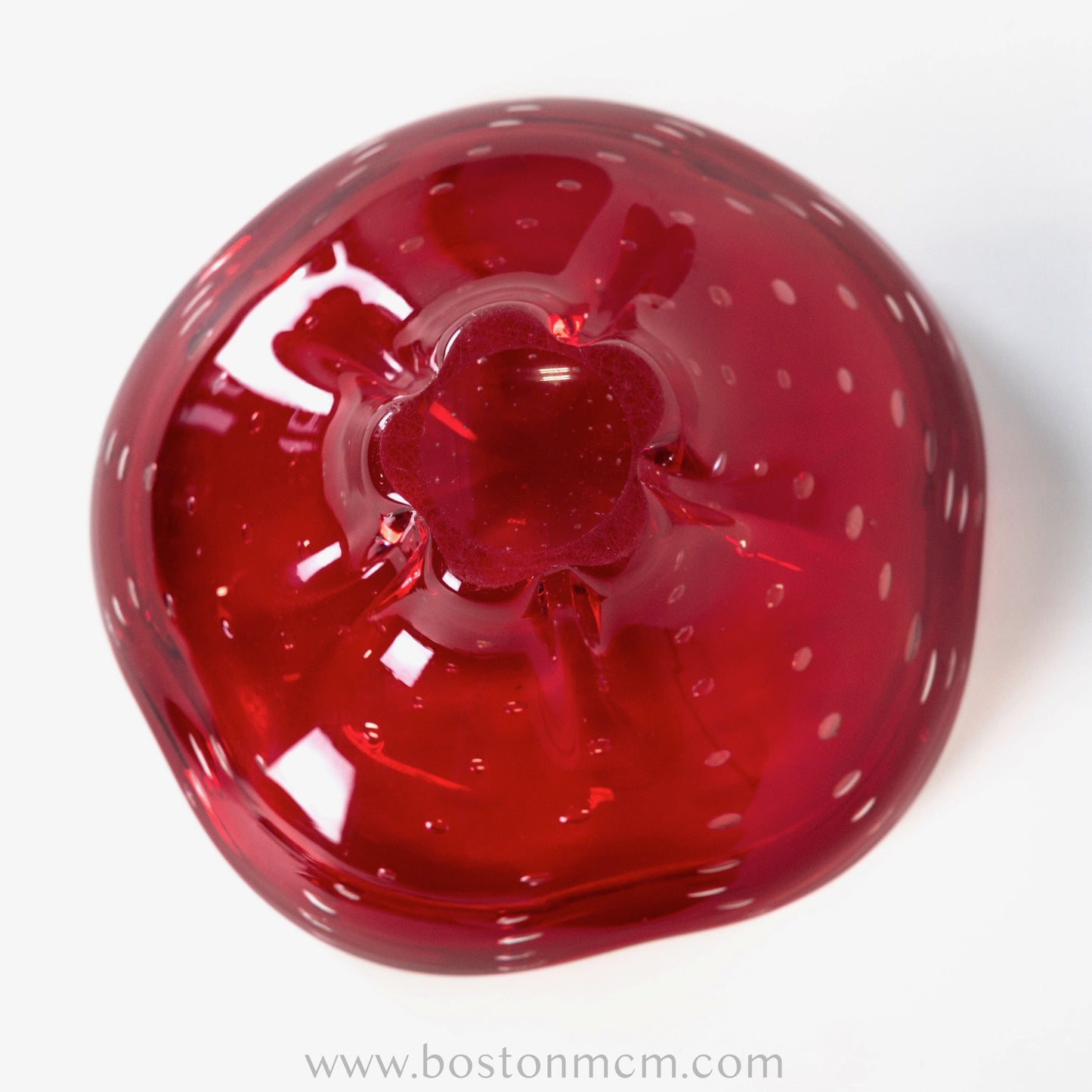 Italian Murano Art Glass Ruby Red Bullicante Bowl