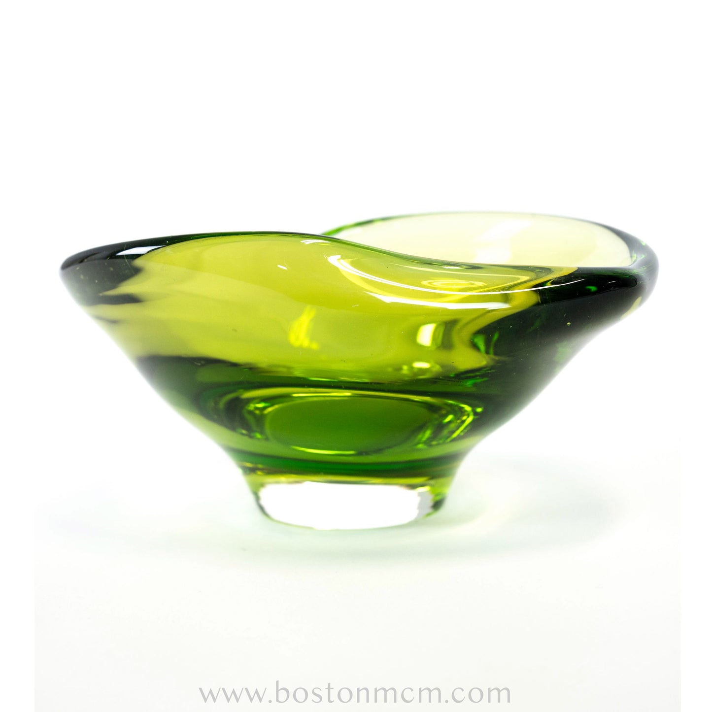 Italian Murano Art Glass Green Bowl, Possibly Sommerso