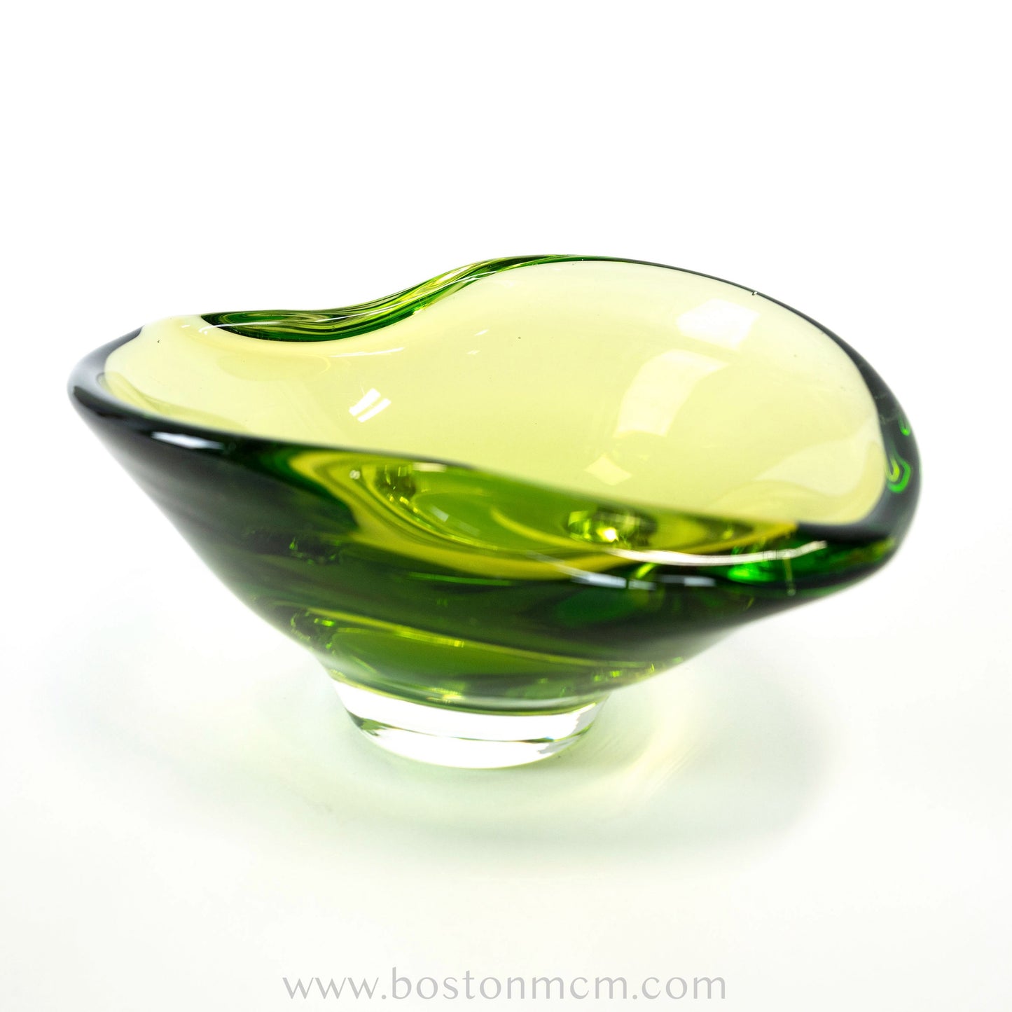 Italian Murano Art Glass Green Bowl, Possibly Sommerso