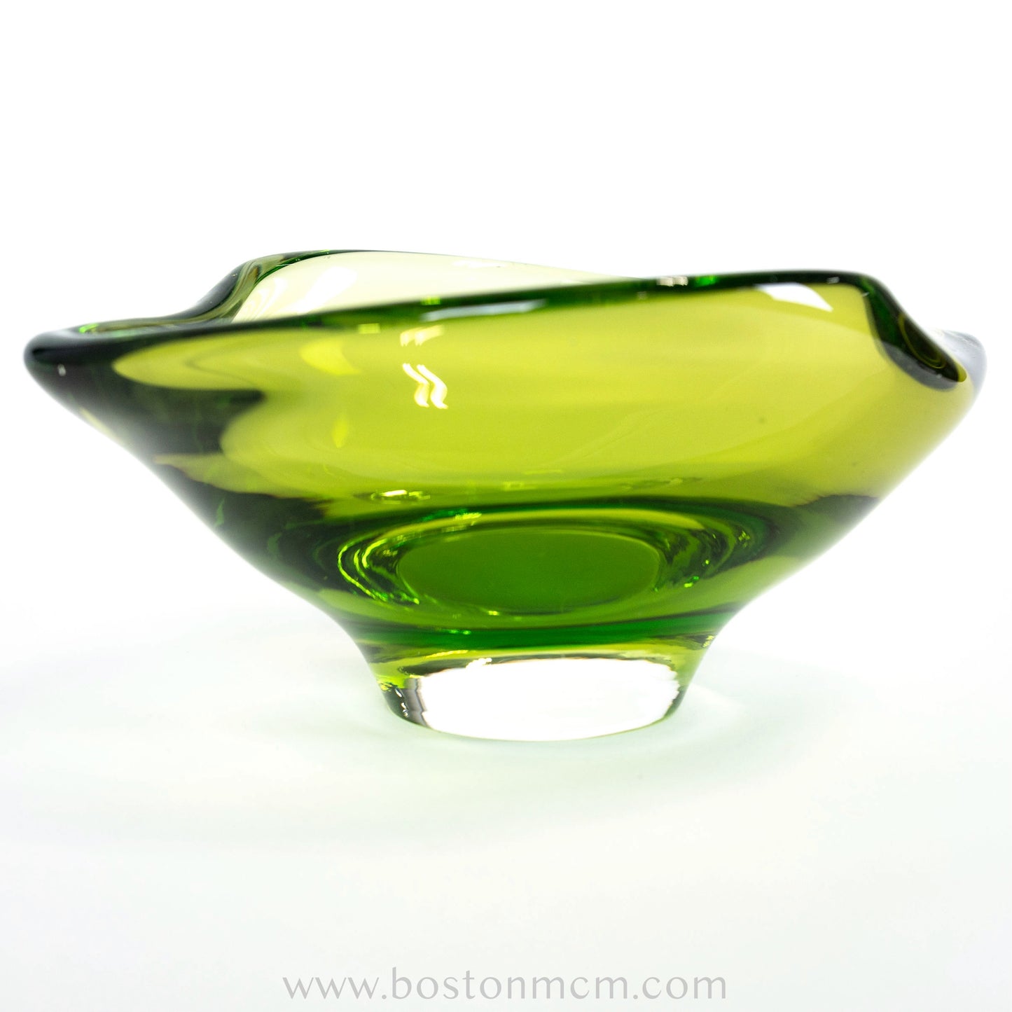 Italian Murano Art Glass Green Bowl, Possibly Sommerso