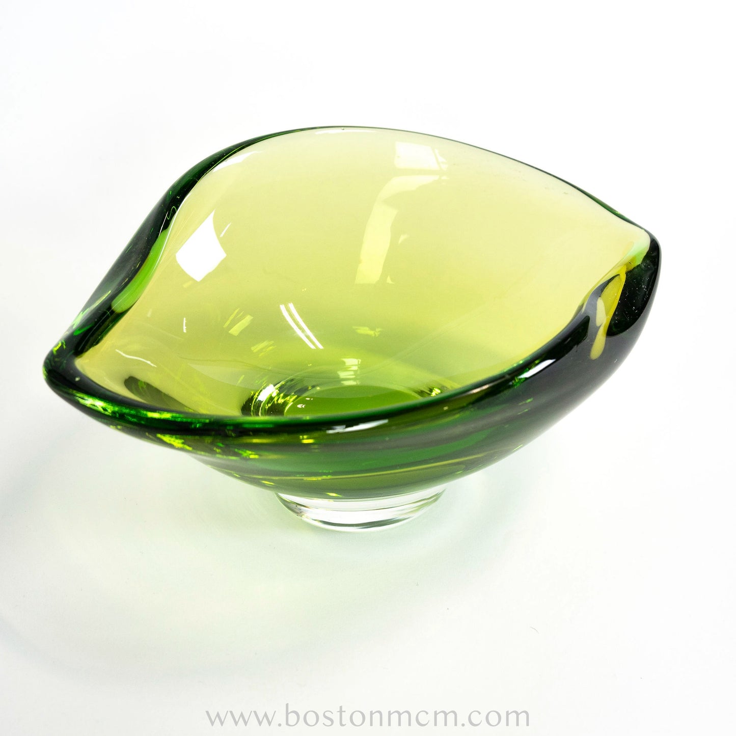 Italian Murano Art Glass Green Bowl, Possibly Sommerso