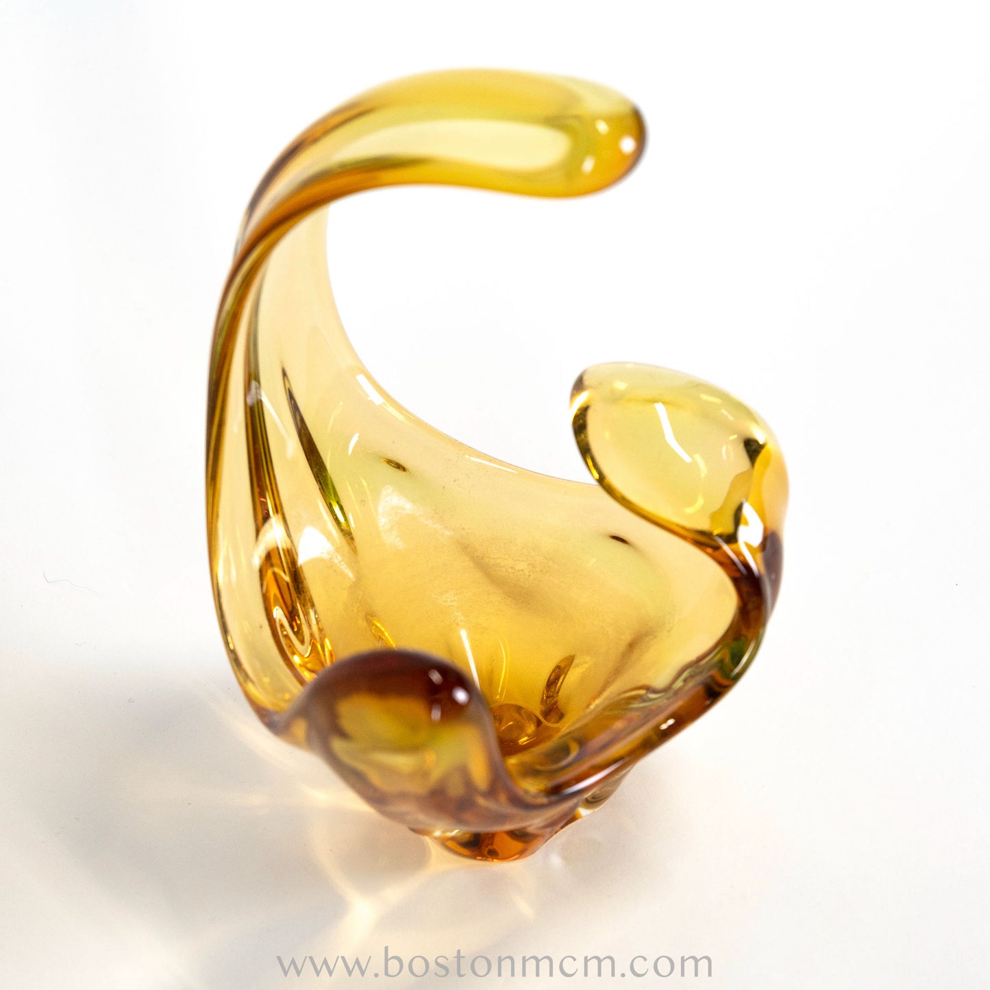 Amber Art Glass Sculpture by Mstisov Glass #52