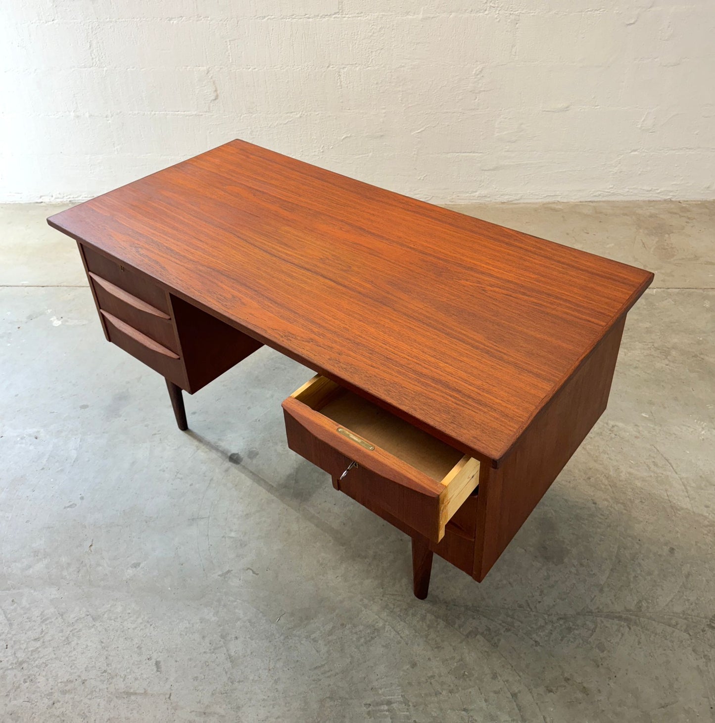 Danish Teak Desk with Rear Open Storage - #A1558