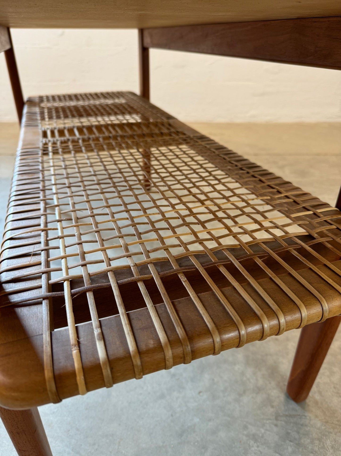 Danish Teak Coffee Table with Woven Cord Lower Shelf - #A1575