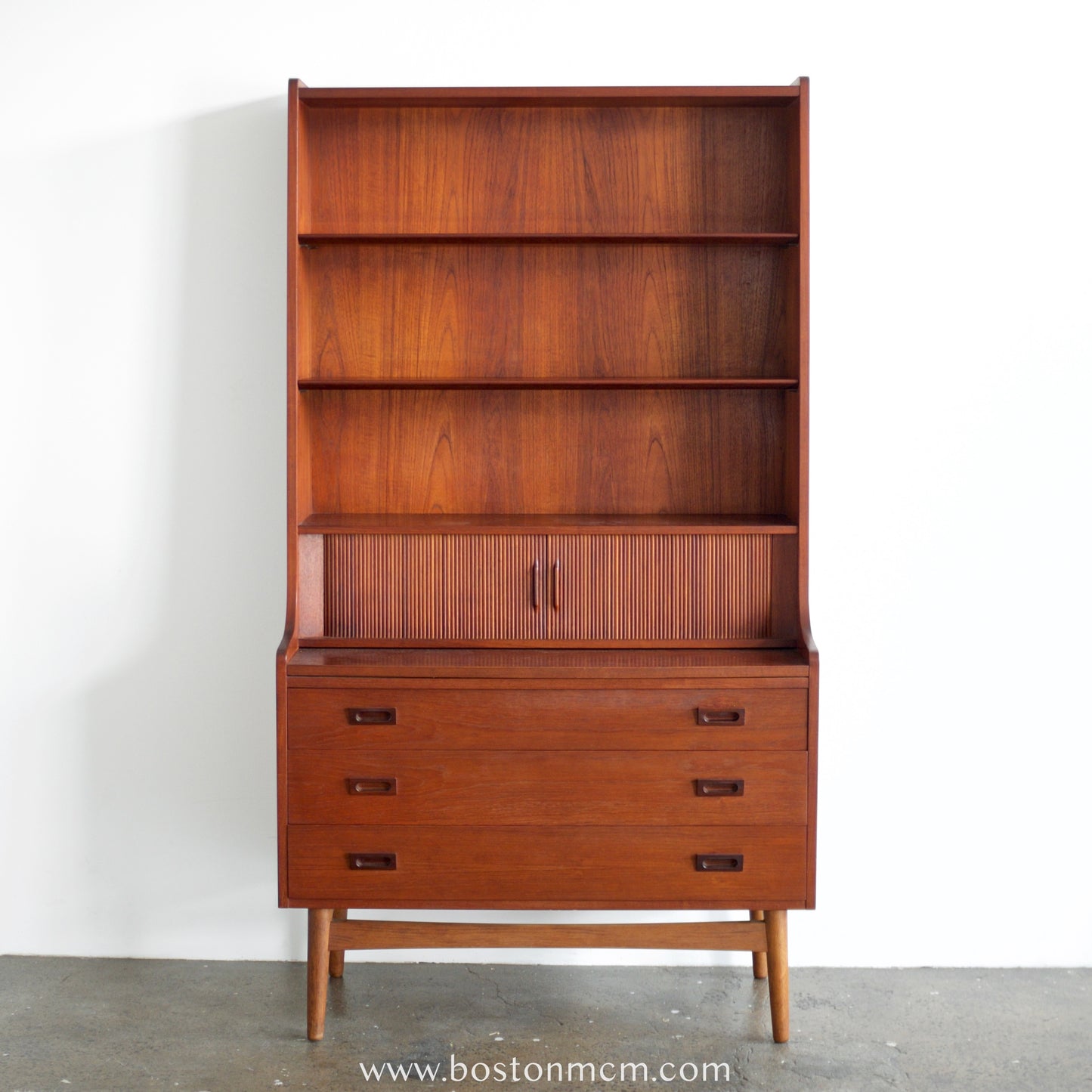 Nexø Møbelfabrik Teak Secretary Desk & Bookcase Designed by Johannes Sorth