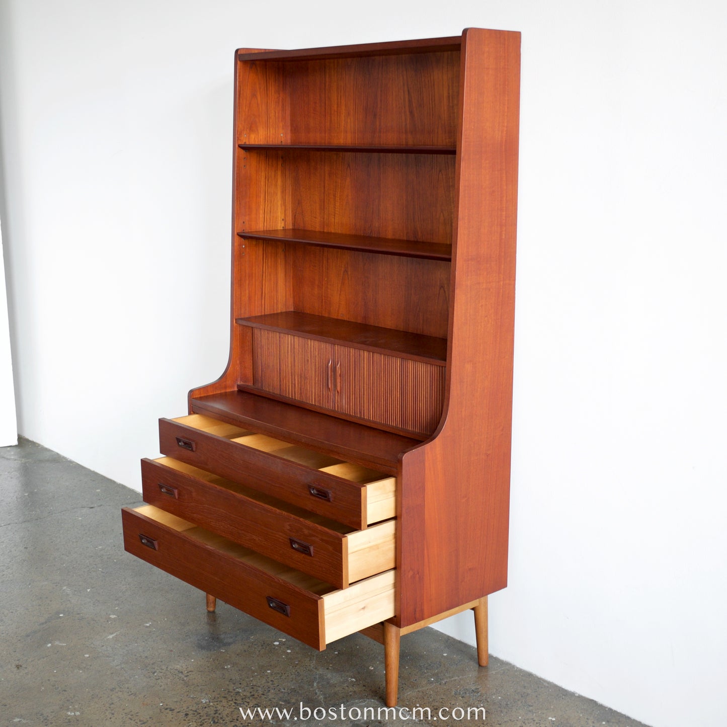 Nexø Møbelfabrik Teak Secretary Desk & Bookcase Designed by Johannes Sorth