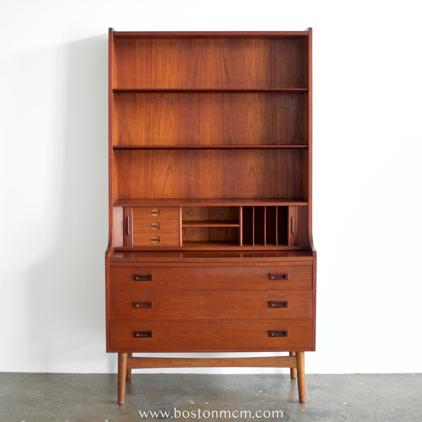 Nexø Møbelfabrik Teak Secretary Desk & Bookcase Designed by Johannes Sorth