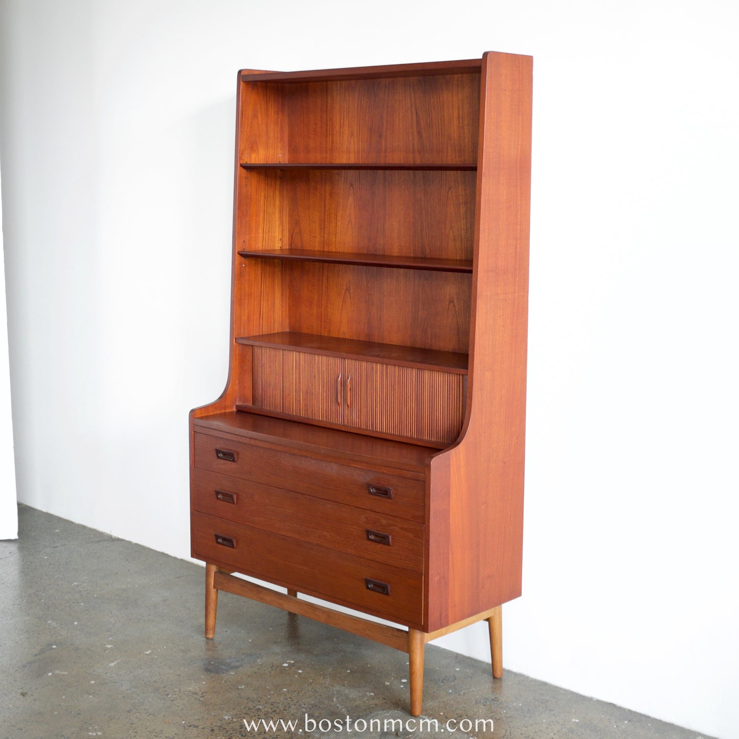 Nexø Møbelfabrik Teak Secretary Desk & Bookcase Designed by Johannes Sorth