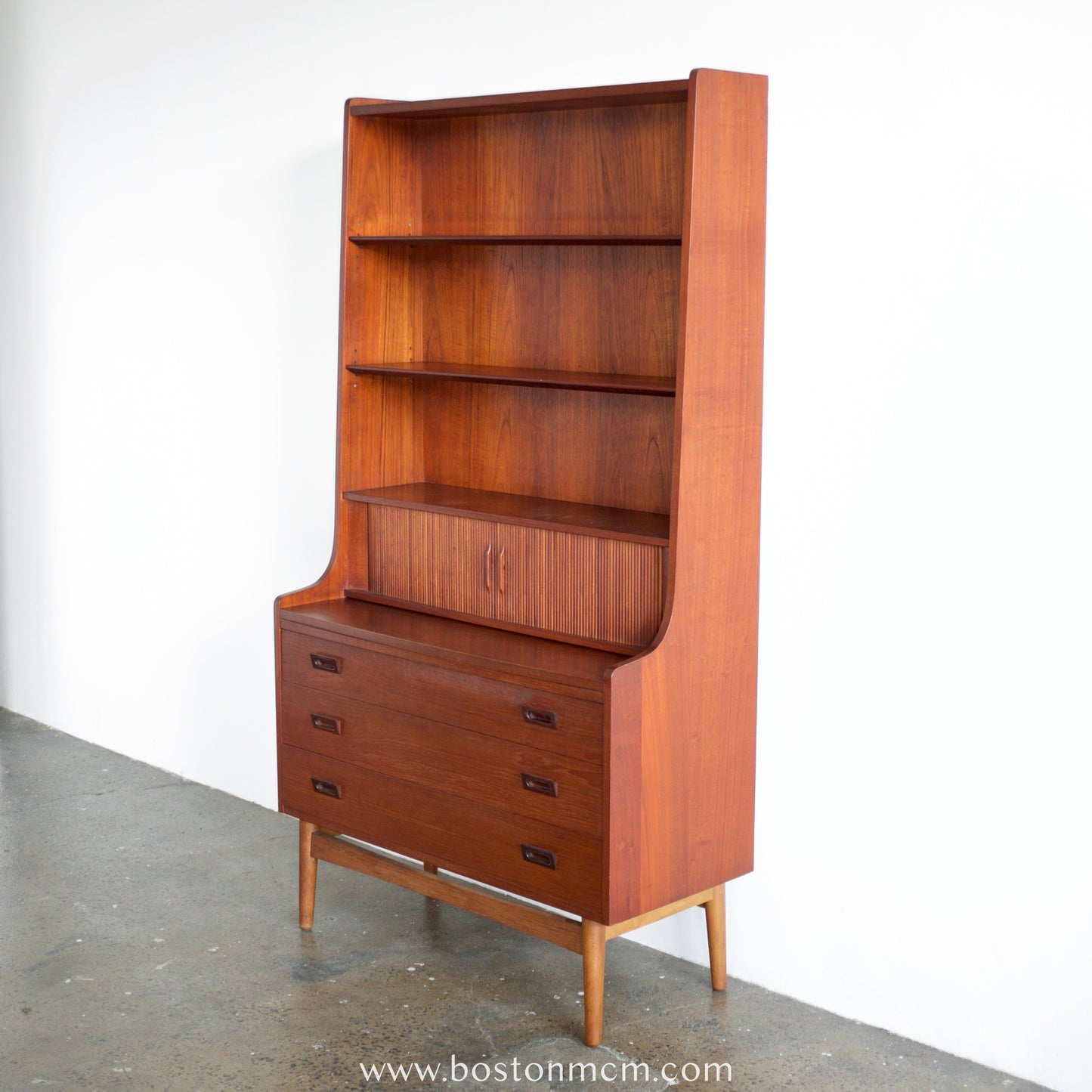 Nexø Møbelfabrik Teak Secretary Desk & Bookcase Designed by Johannes Sorth