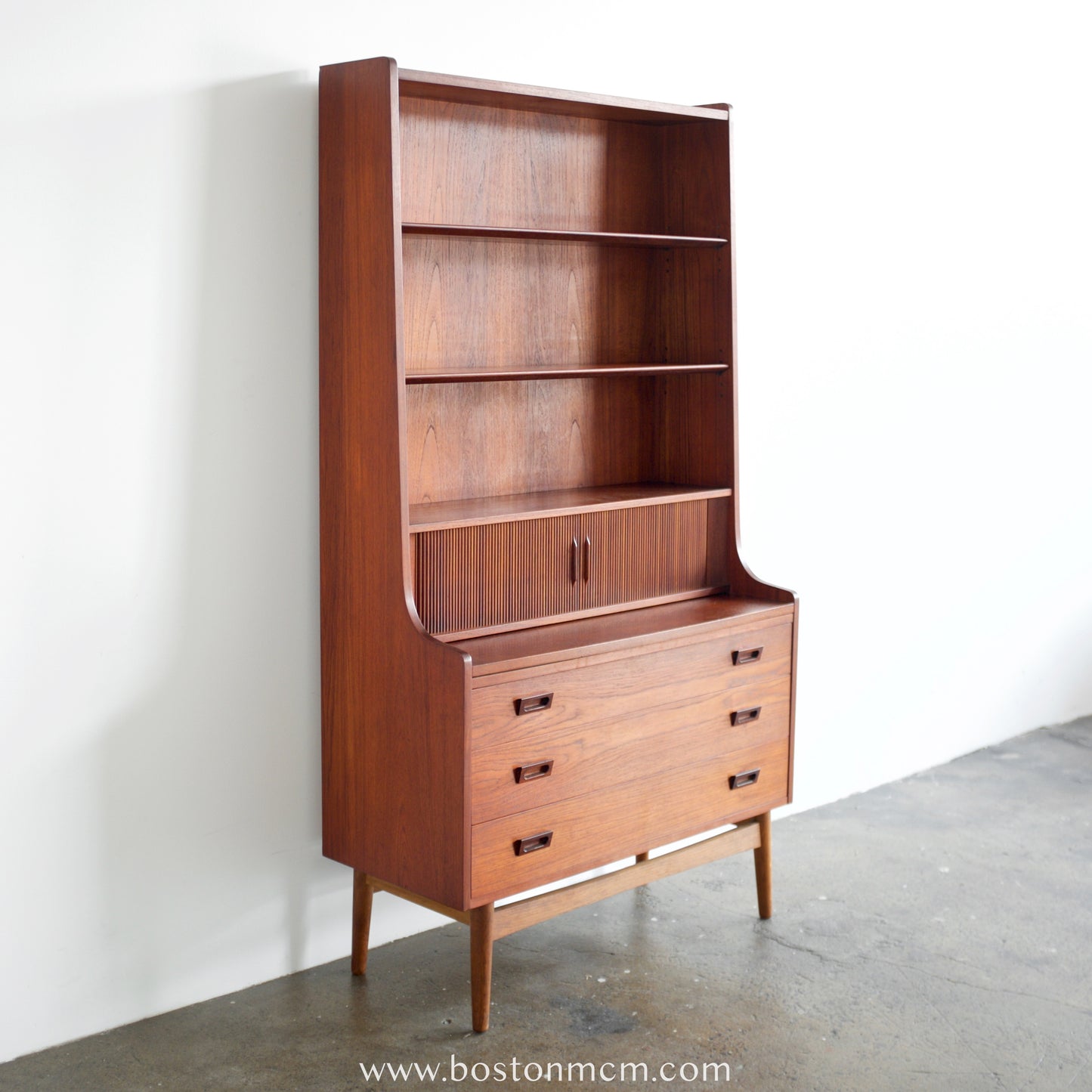 Nexø Møbelfabrik Teak Secretary Desk & Bookcase Designed by Johannes Sorth