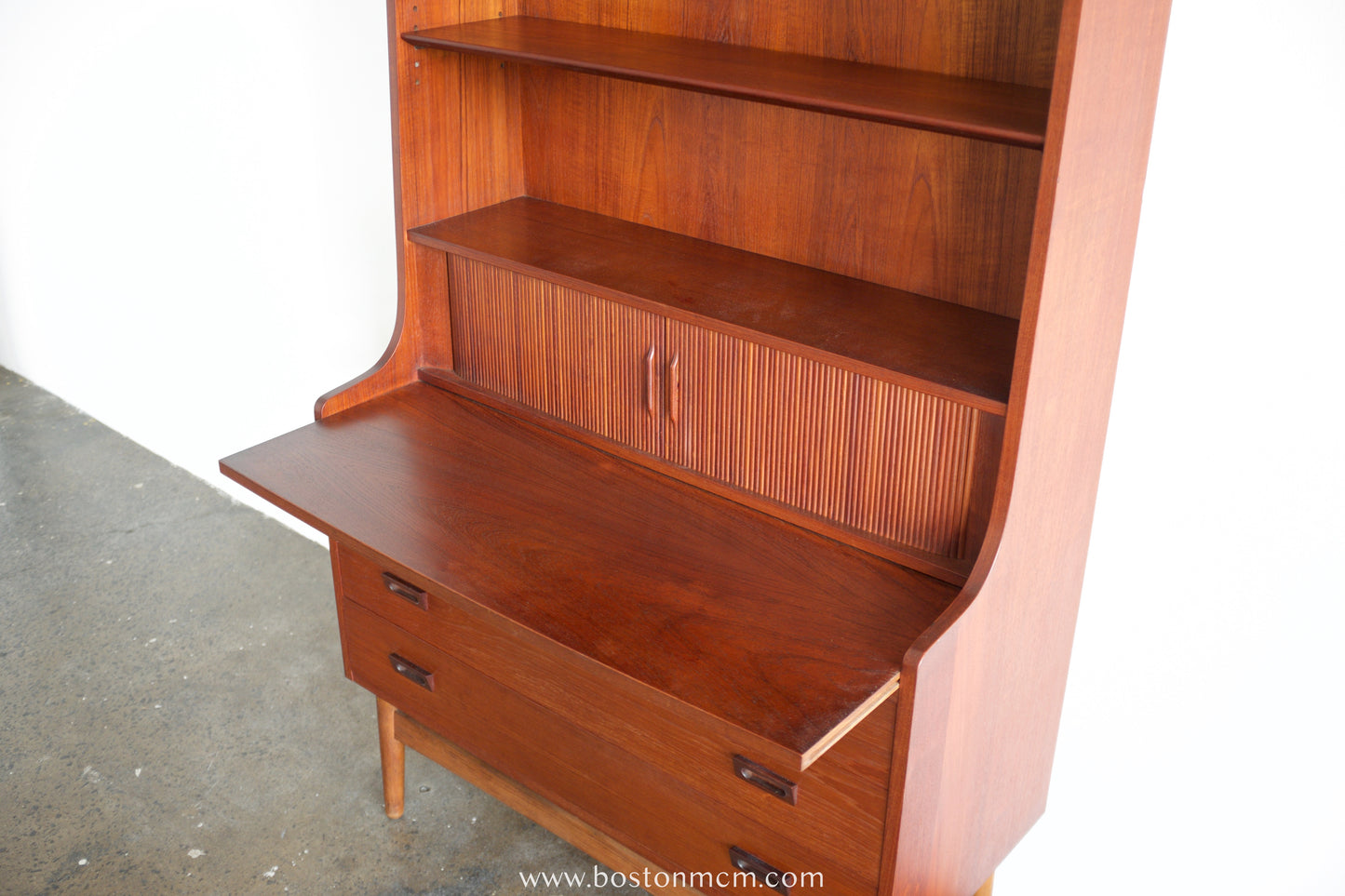 Nexø Møbelfabrik Teak Secretary Desk & Bookcase Designed by Johannes Sorth
