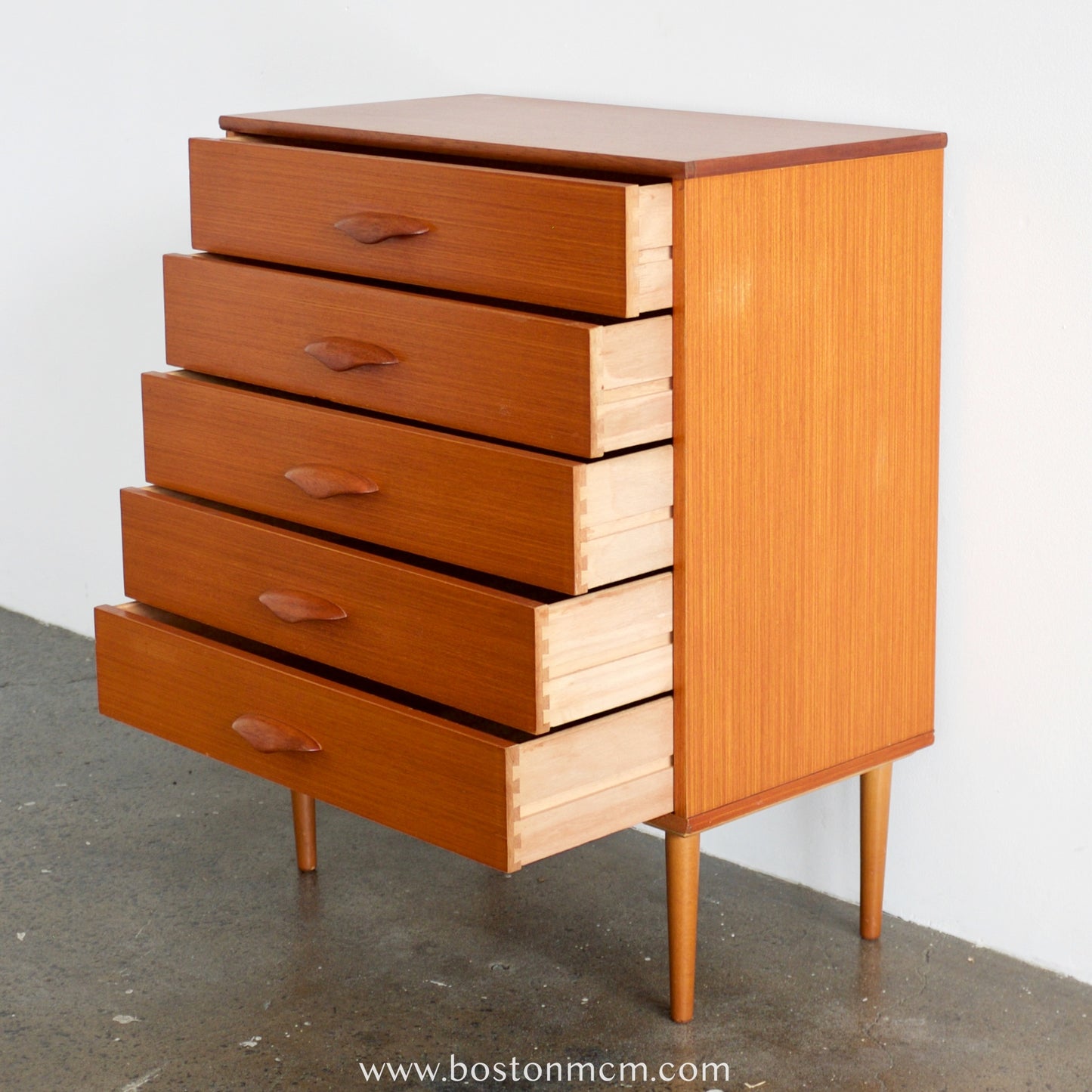 Teak Five Drawer Dresser