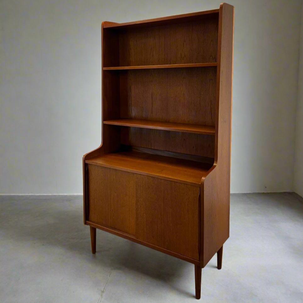Danish Teak Bookcase with Cabinet Storage - #A1582
