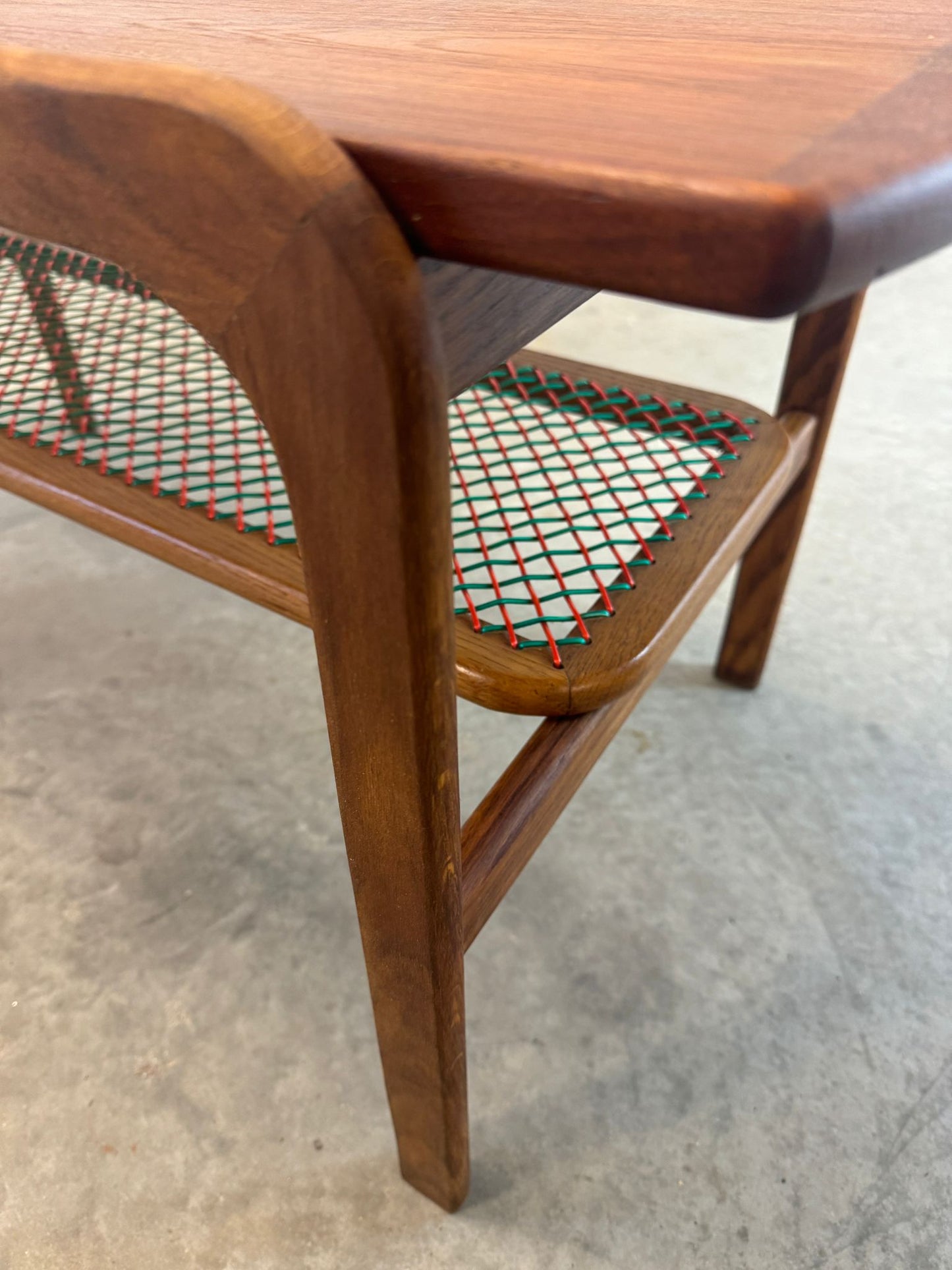 Danish Teak Coffee Table with Vinyl String Lower Shelf - #A1586