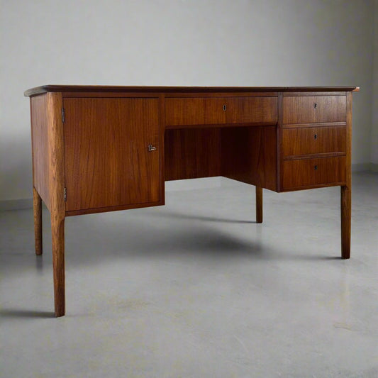 Danish Teak Desk with Rear Shelving - #A1610
