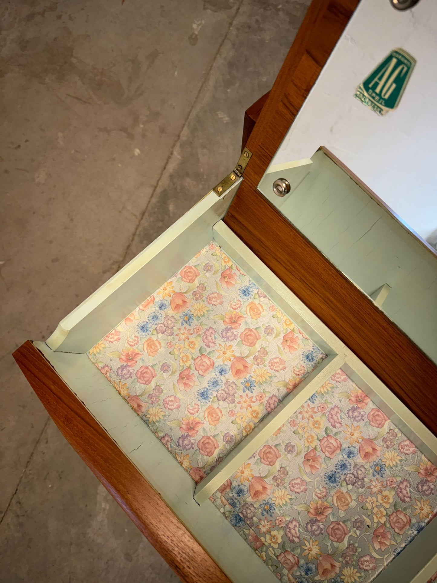 Danish Teak Dresser with Hidden Vanity & Mirror - #A1620