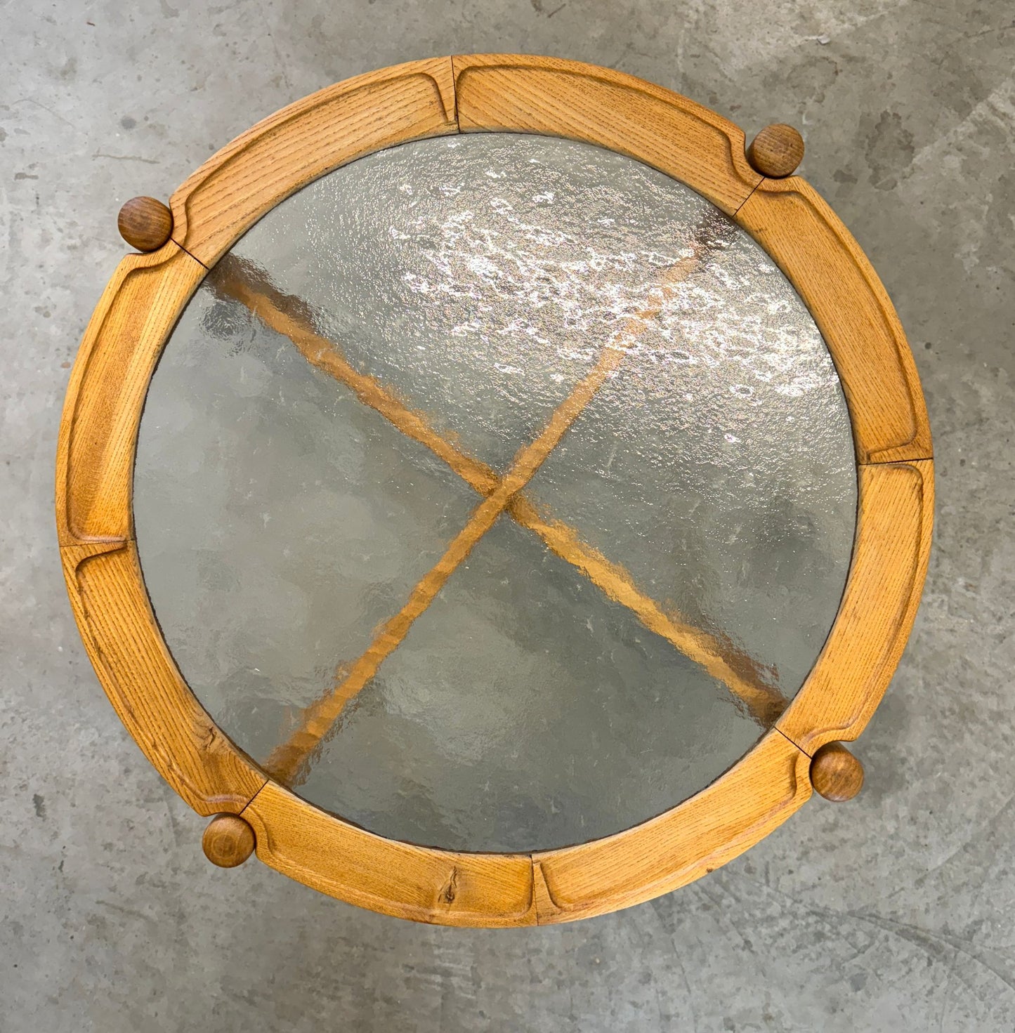 Danish Elm Collapsible Side / Coffee Table with Glass Top - #A1627