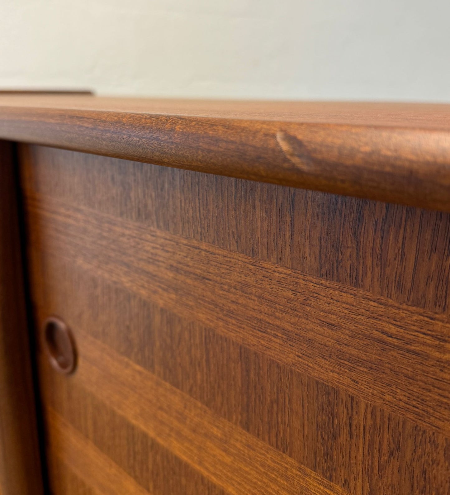 Danish Teak Tall Sideboard / Highboard with Inlaid Veneer Design - #A1639