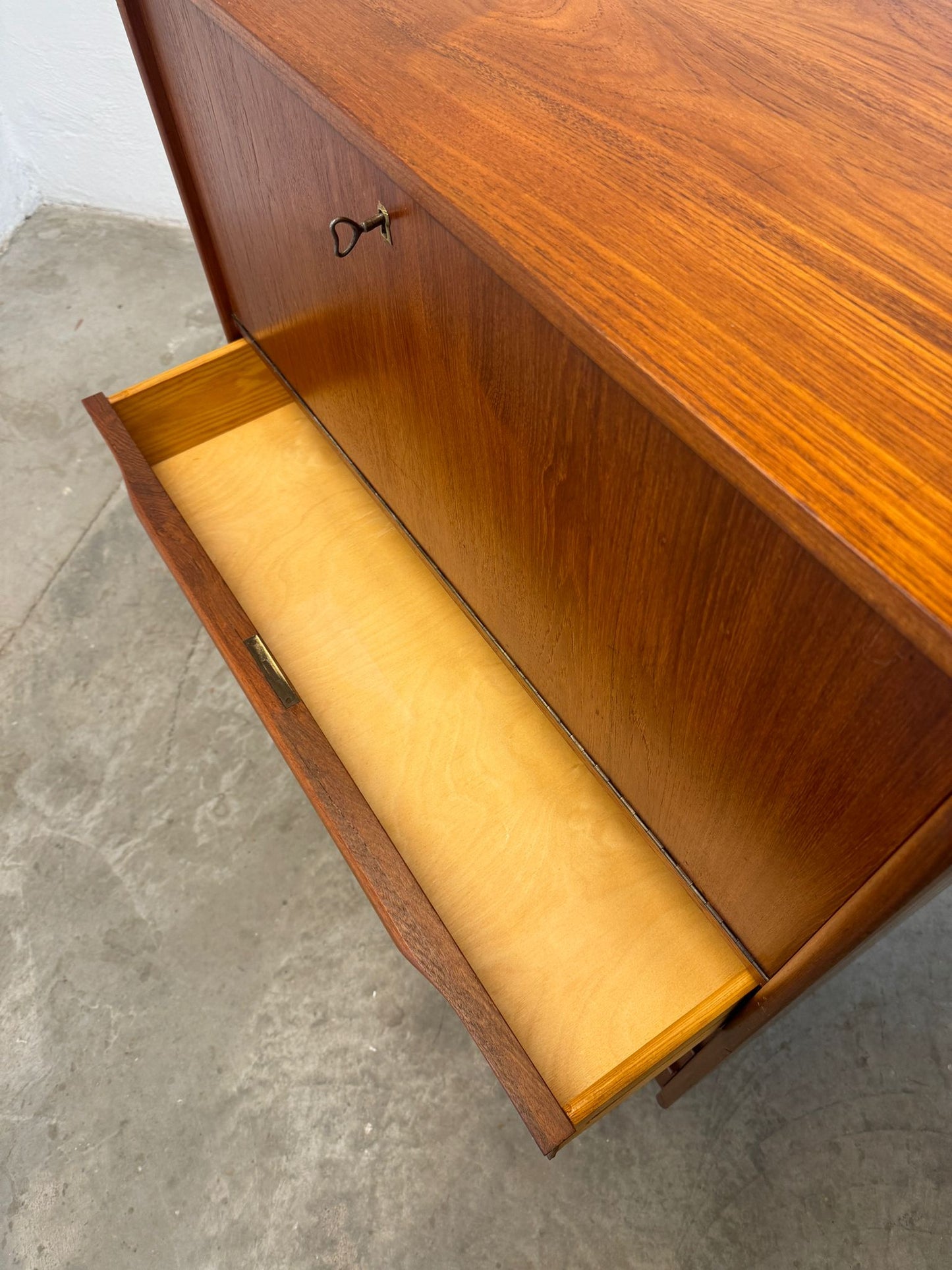 Danish Teak Dresser / Liquor Cabinet with Drop-Down Storage - #A1642