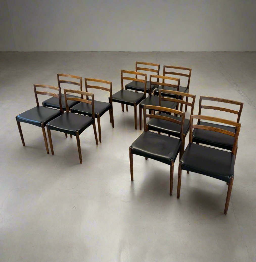 Randers Møbelfabrik Set of 12 Danish Rosewood Dining Chairs Model 61 Designed by Harry Østergaard - #A1644