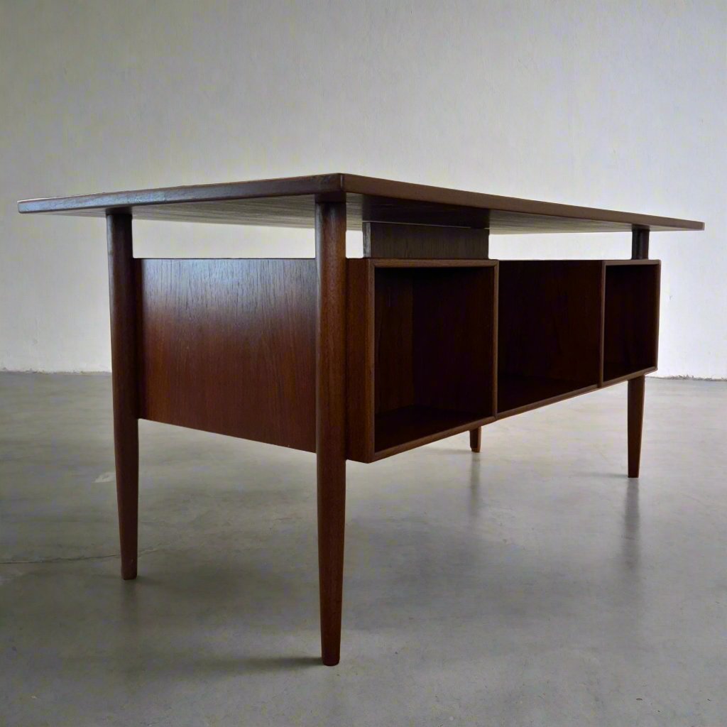 Danish Teak Desk with Rear Bookcase Storage - #A1653