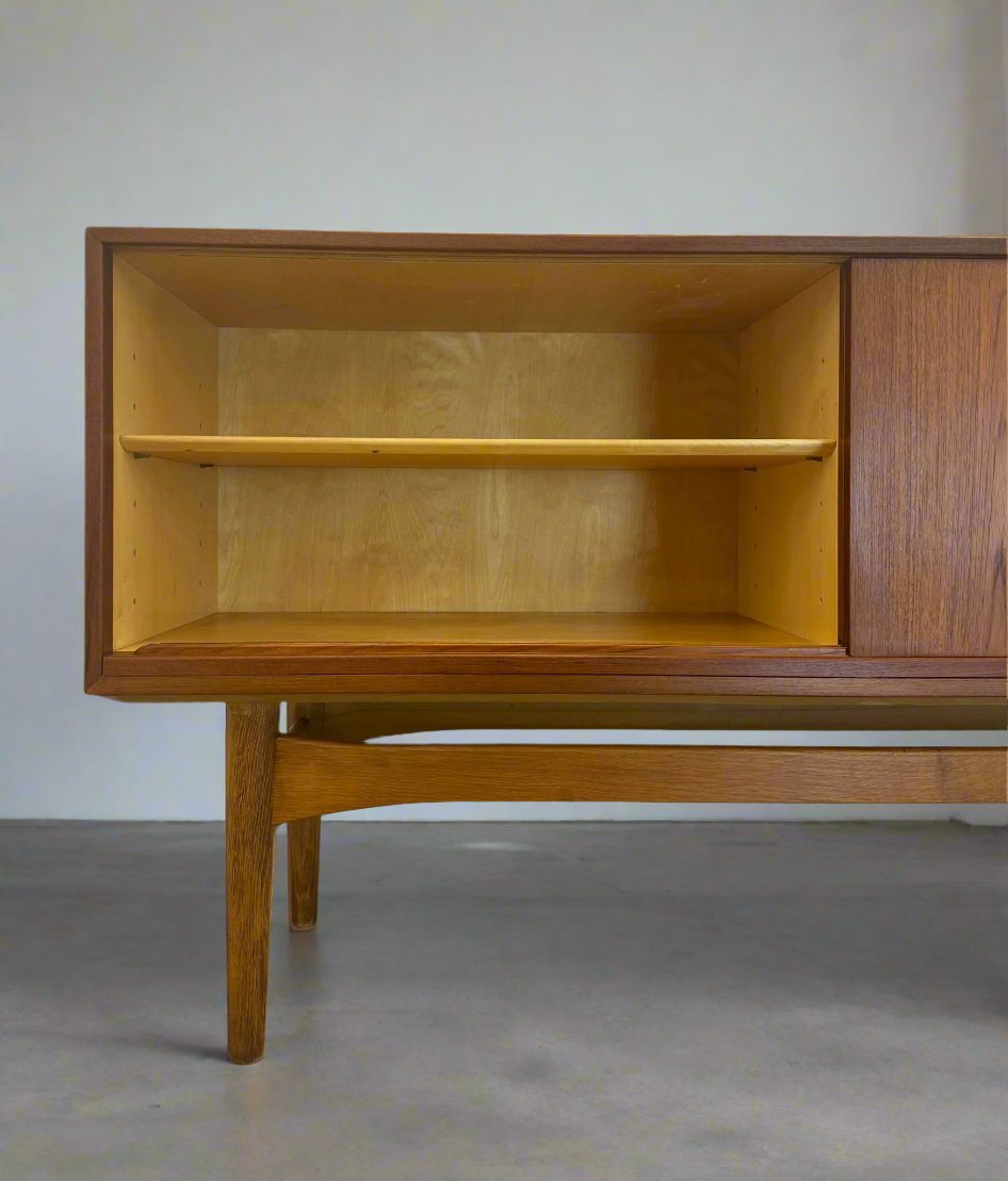 Danish Teak Sideboard with Curved Stretcher Details - #A1682