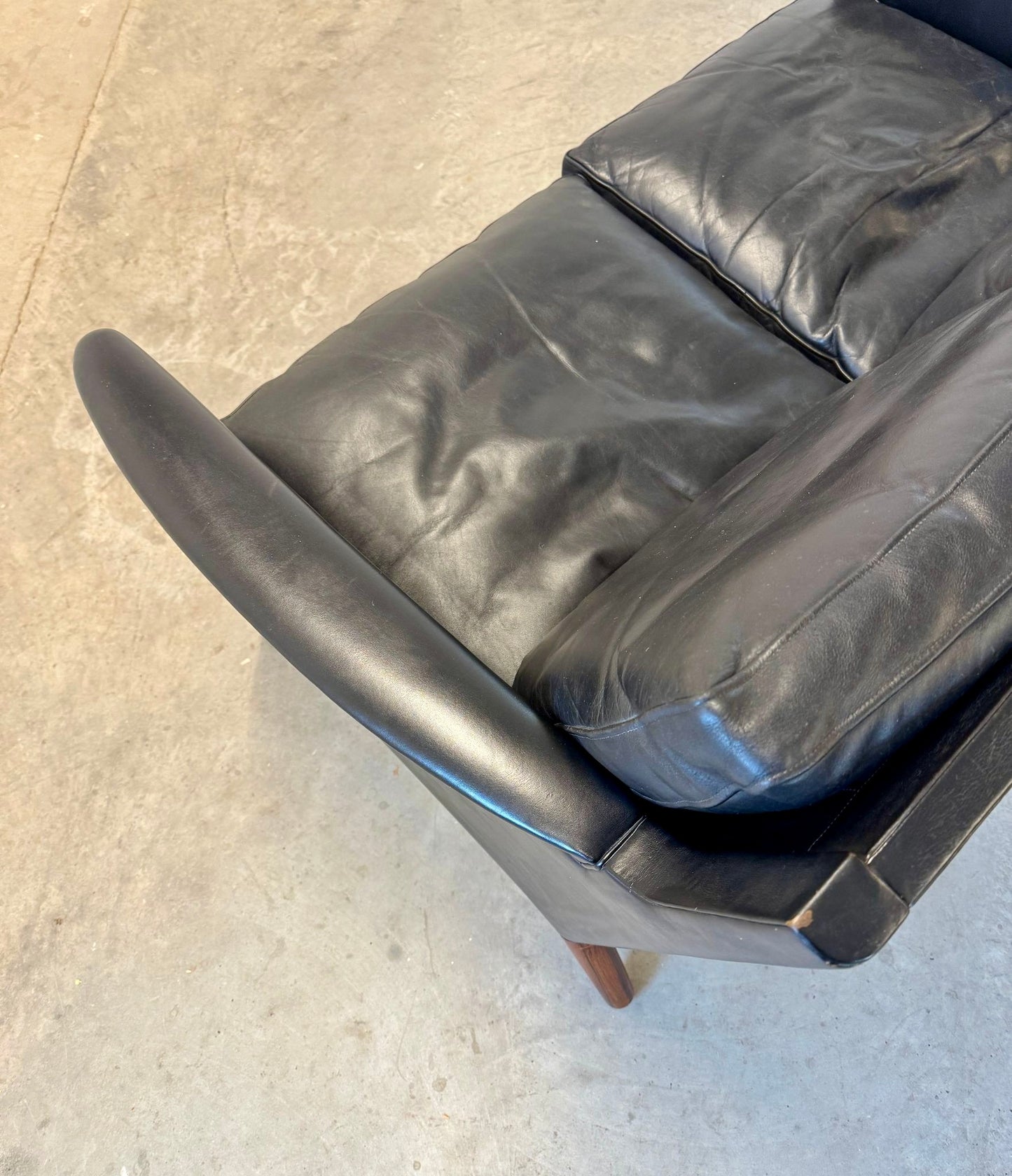 Centrum Møbler Leather & Rosewood Loveseat / Settee “Model 55” Designed by Kurt Østervig - #A1698