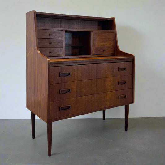 Danish Teak Secretary Desk with Hidden Vanity - #A1699