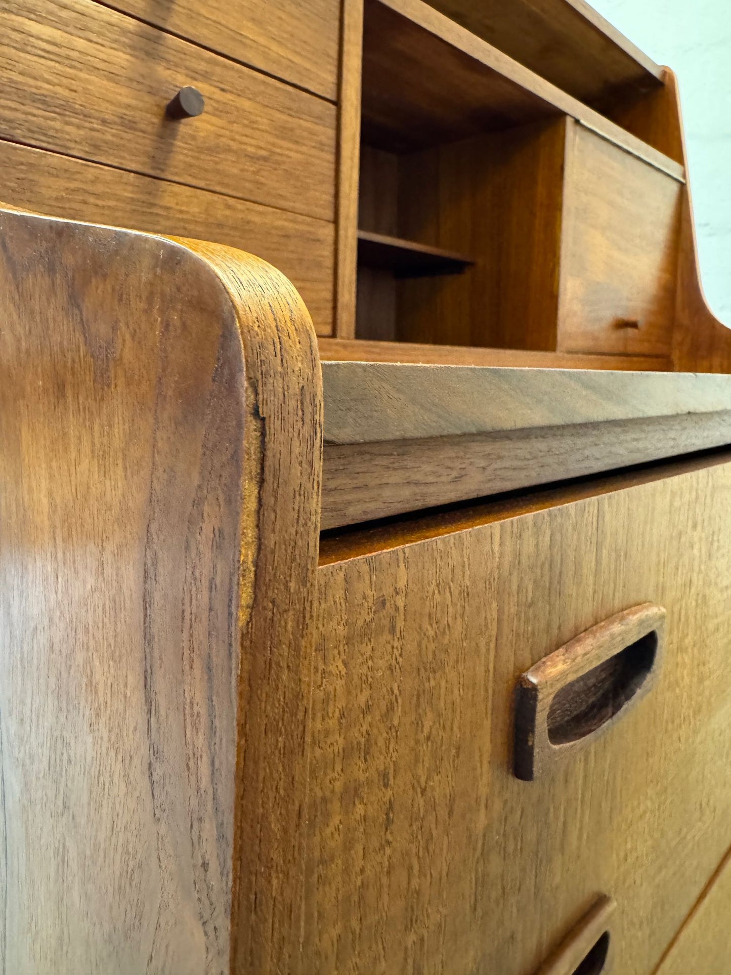 Danish Teak Secretary Desk with Hidden Vanity - #A1699