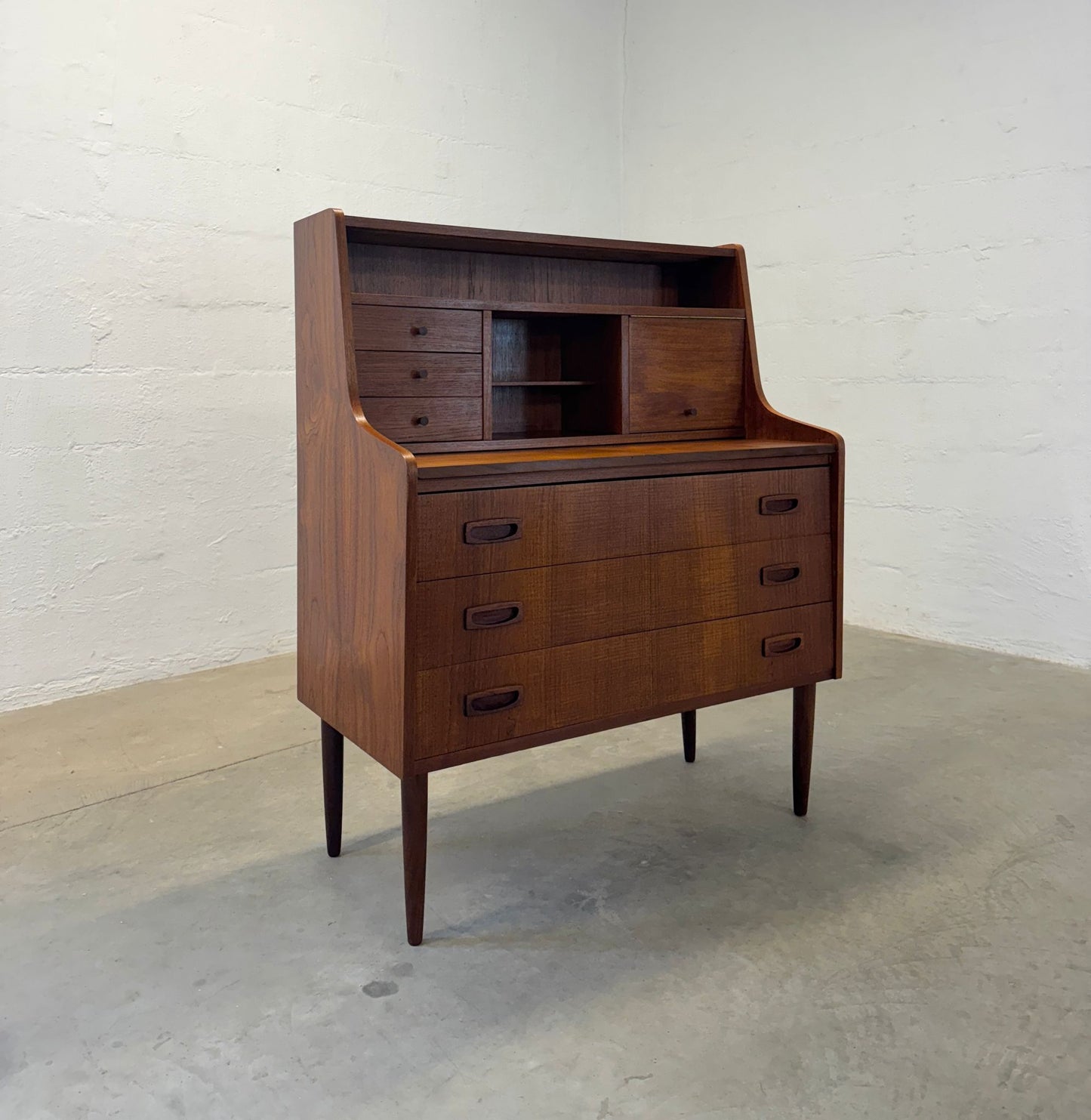 Danish Teak Secretary Desk with Hidden Vanity - #A1699