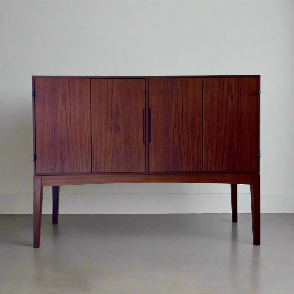 Danish Teak Media Cabinet with Bifold Doors - #A1701