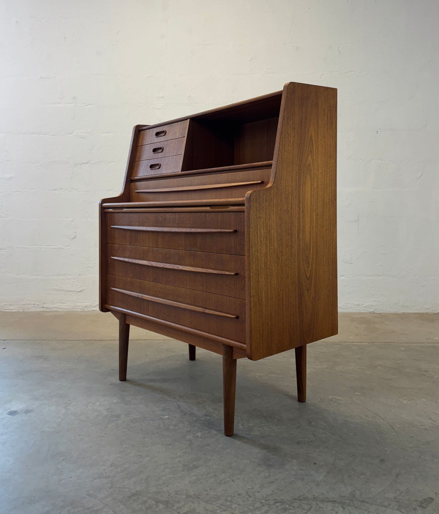 Danish Teak Secretary Desk with Hidden Vanity - #A1702