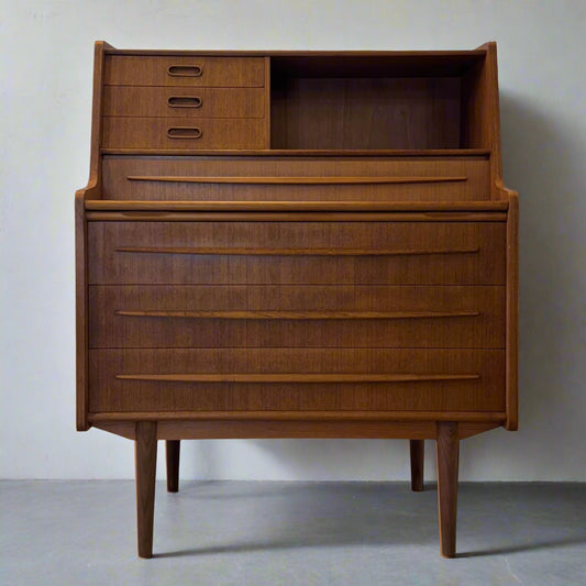 Danish Teak Secretary Desk with Hidden Vanity - #A1702