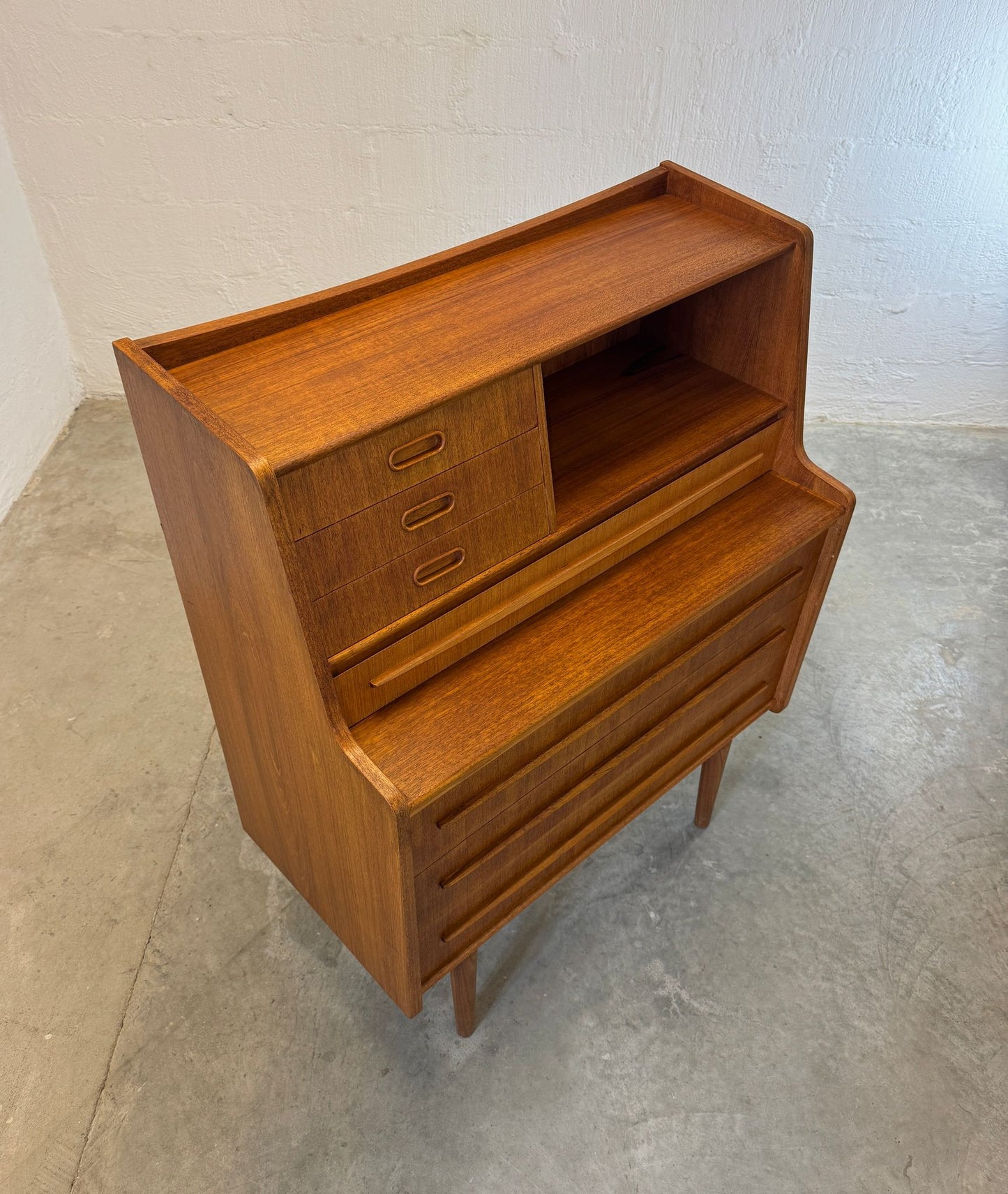 Danish Teak Secretary Desk with Hidden Vanity - #A1702