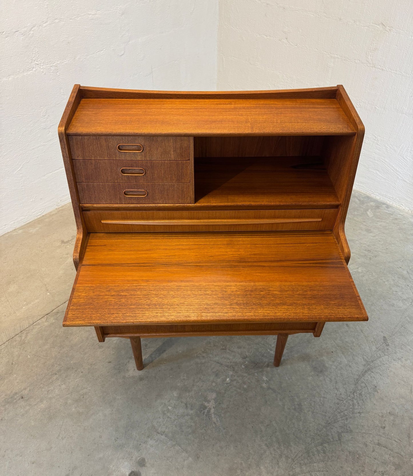 Danish Teak Secretary Desk with Hidden Vanity - #A1702
