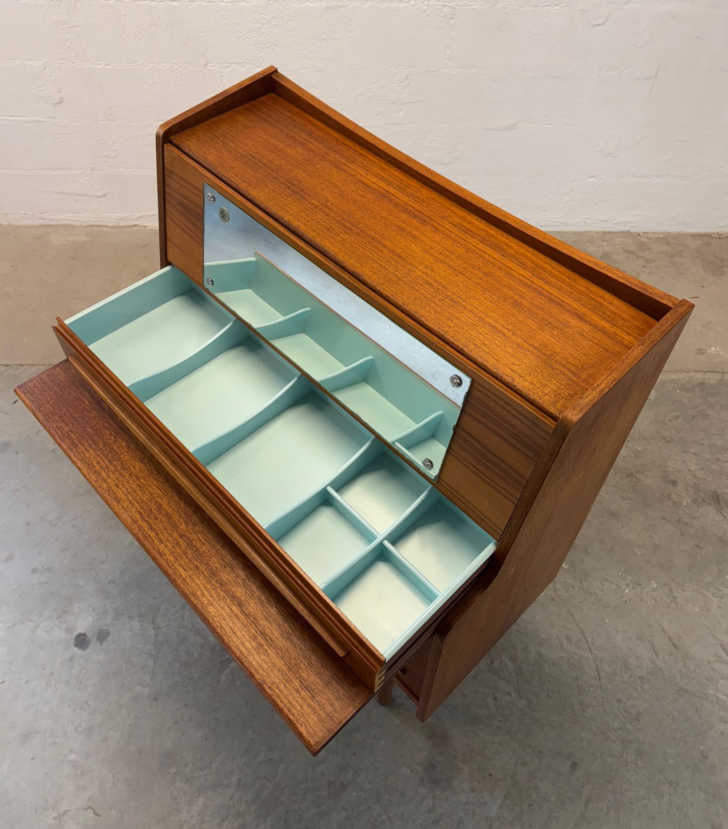 Danish Teak Secretary Desk with Hidden Vanity - #A1702
