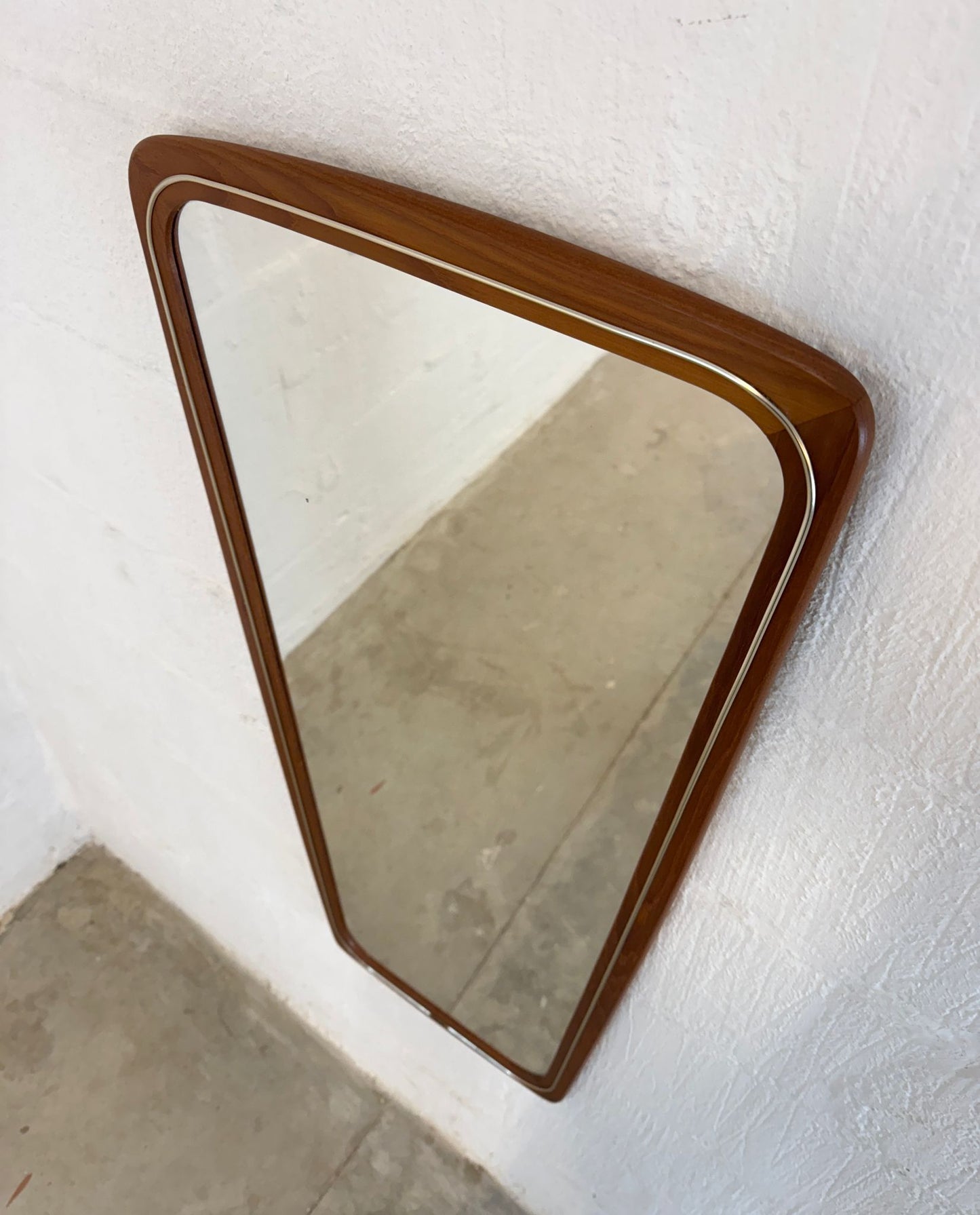 Danish Oblong Mirror with Metal Details - #A1703