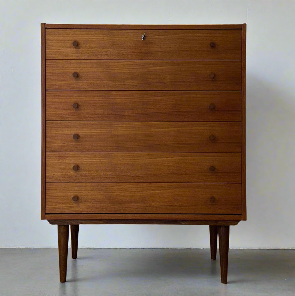 Domino Møbler Teak Six Drawer Dresser - #A1708