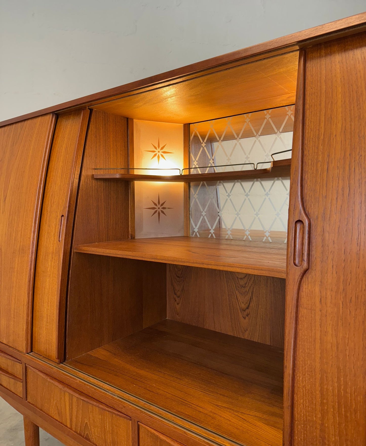 Danish Teak Tall Sideboard / Highboard with Bow Front - #A1729