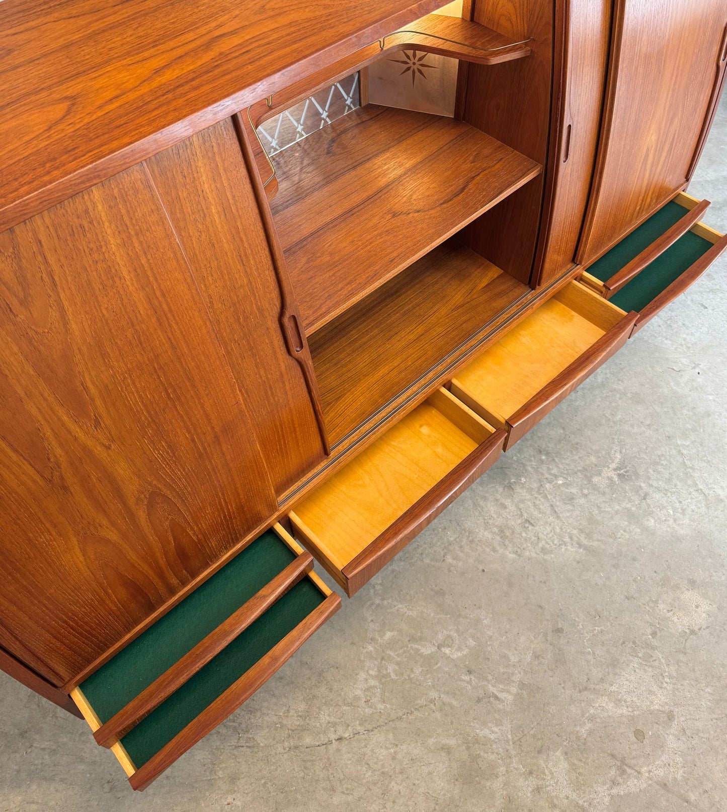Danish Teak Tall Sideboard / Highboard with Bow Front - #A1729
