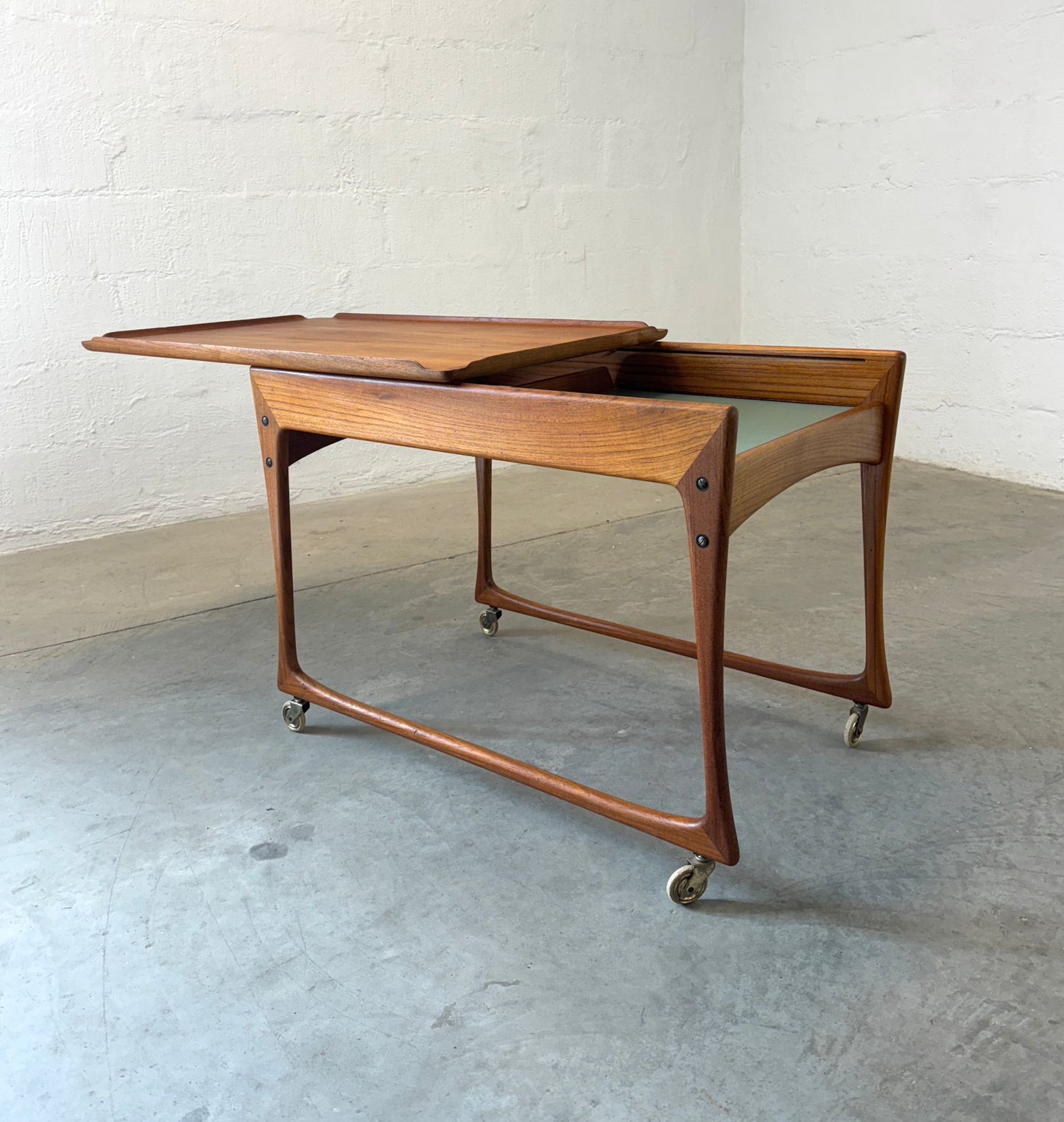 J. Ingvard Jensen Teak Rolling Bar Cart / Tea Cart - #A1749