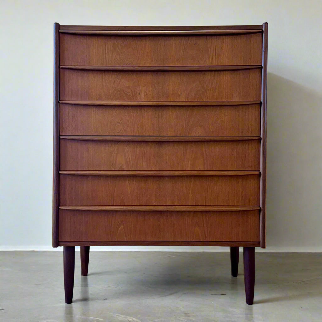 Danish Teak Six Drawer Dresser - #A1748
