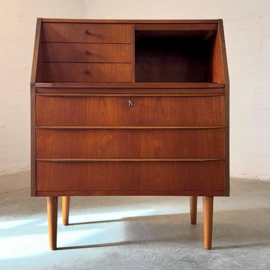 Danish Teak Secretary Desk with Hidden Vanity - #A1774