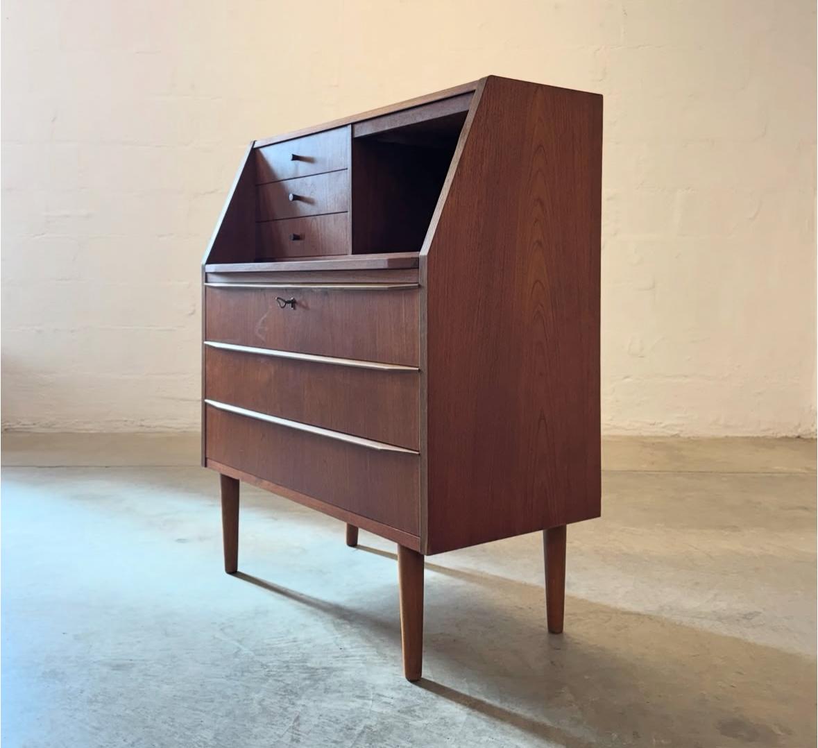 Danish Teak Secretary Desk with Hidden Vanity - #A1774