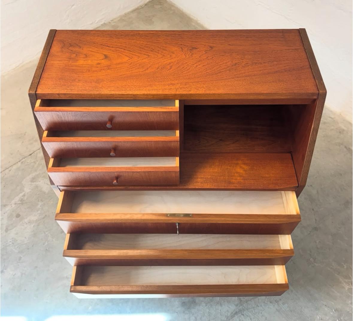 Danish Teak Secretary Desk with Hidden Vanity - #A1774