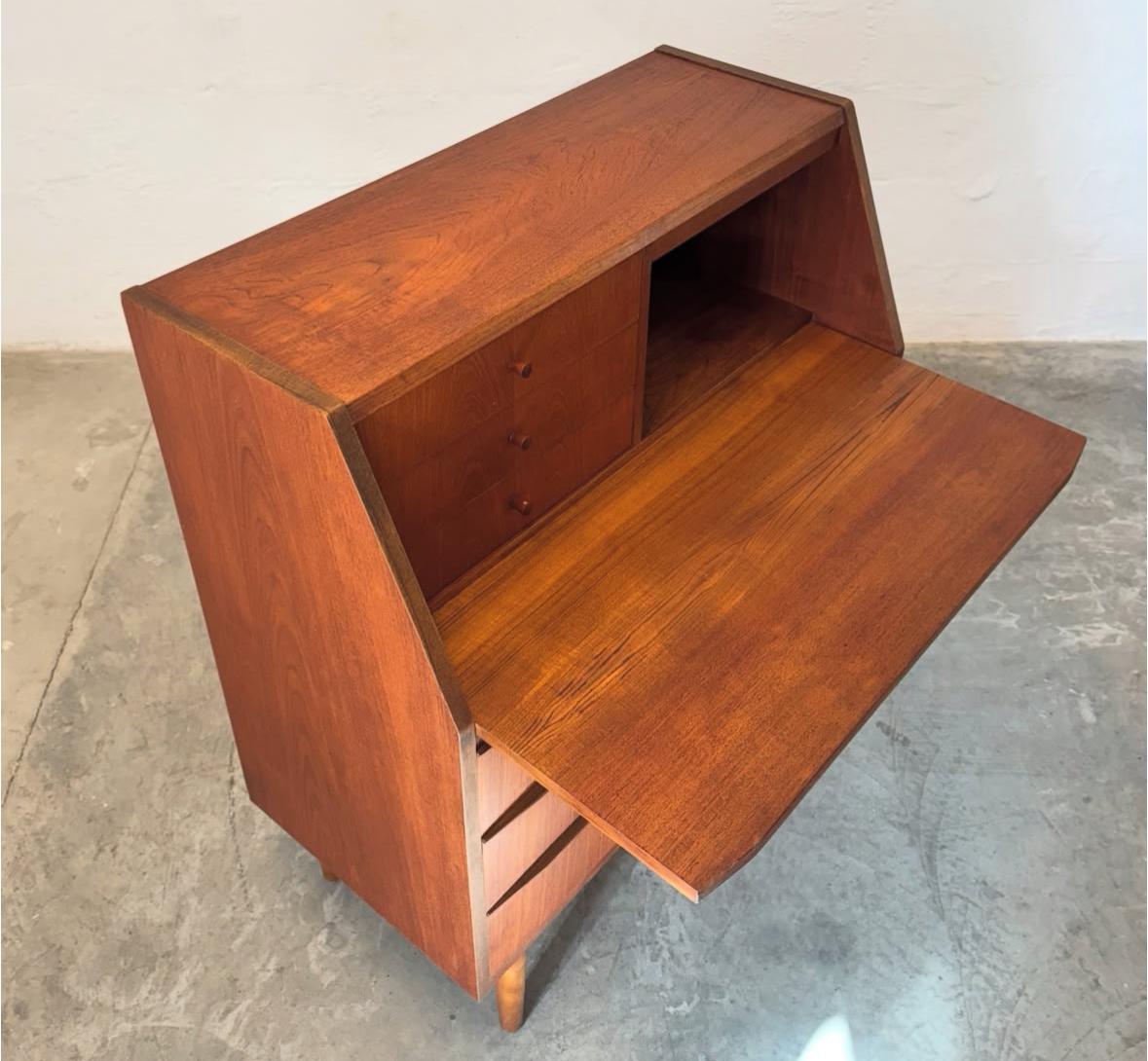 Danish Teak Secretary Desk with Hidden Vanity - #A1774