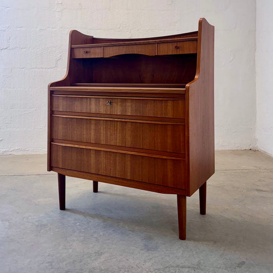 Danish Teak Secretary Desk with Hidden Vanity Mirror - #A1770