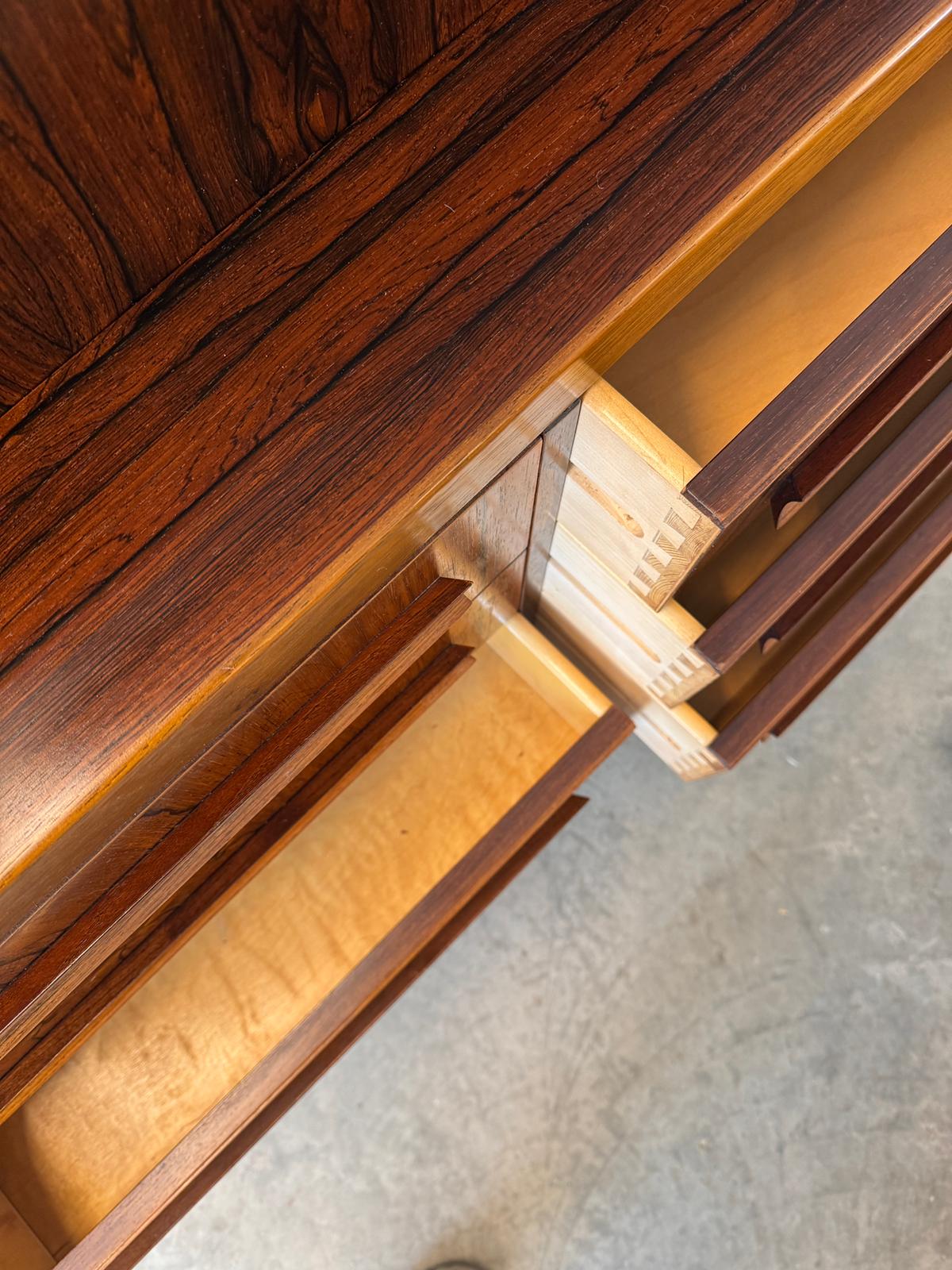 Klim Møbelfabrik Rosewood Secretary Desk with Hidden Shelf Designed by Erling Torvits -