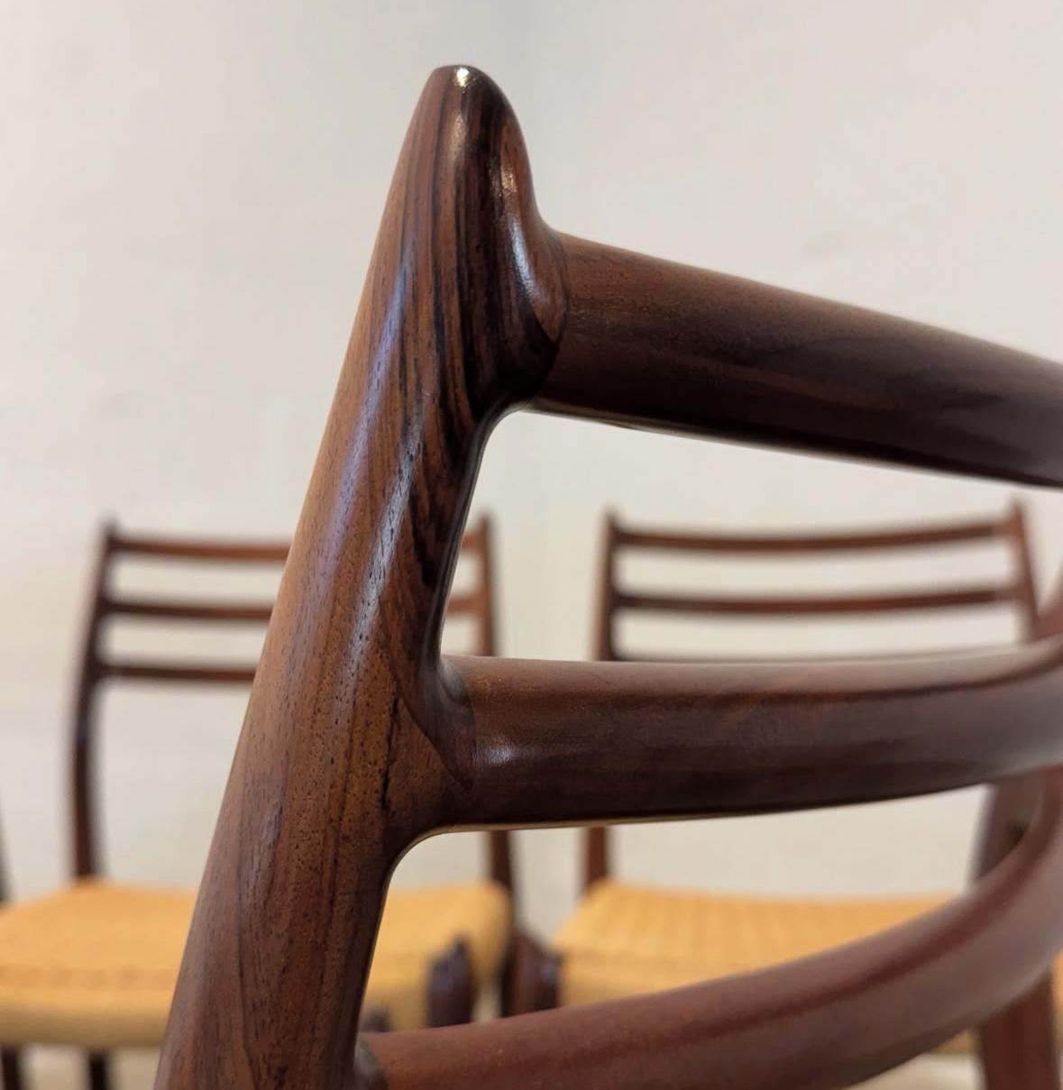 J.L. Møllers Møbelfabrik Set of 6 Rosewood Model 78 Chairs Designed by N.O. Møller - #A1781