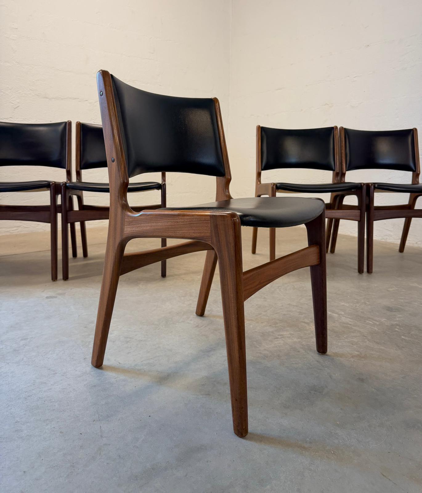 Oddense Maskinsnedkeri A/S Set of 6 Model #89 Teak Dining Chairs Designed by Erik Buch - #A2159